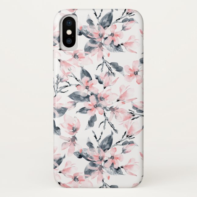 Coques Case-Mate iPhone Motif d'aquarelle rose et gris (Dos)