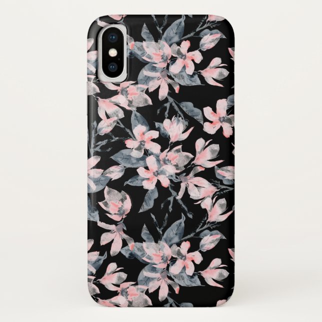 Coques Case-Mate iPhone Motif d'aquarelle rose et gris (Dos)