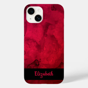 Coque Pour iPhone 14 Motif d'aquarelle rouge élégant personnalisé
