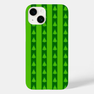 Coque Pour iPhone 14 Motif d'arbre de Noël à rayures vertes