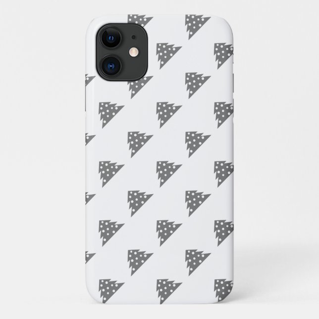 Coques Case-Mate iPhone Motif d'arbre de Noël blanc gris simple (Dos)