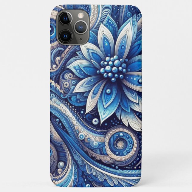 Coques Case-Mate iPhone Motif d'art bleu marine bleu marine noir marguerit (Dos)