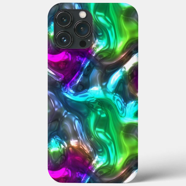 Coques Case-Mate iPhone Motif d'art bleu violet vert rose 3D (Verso)