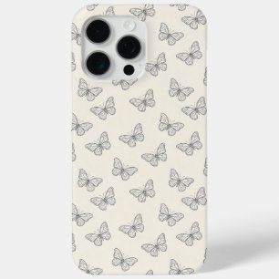 Coque iPhone 15 Pro Max Motif d'art en ligne de papillon