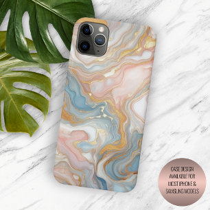 Coque iPhone 15 Pro Max Motif d'art en marbre bleu rose rose pâle