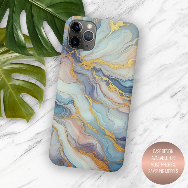 Coques Case-Mate iPhone Motif d'art en marbre bleu violet rose (Créateur téléchargé)
