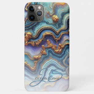 Case-Mate iPhone Case Motif d'art en marbre doré bleu Turquoise foncé