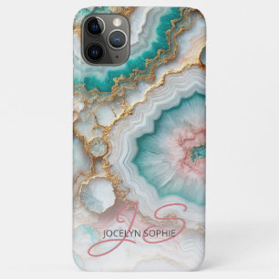 Case-Mate iPhone Case Motif d'art en marbre doré rose bleu foncé Turquoi