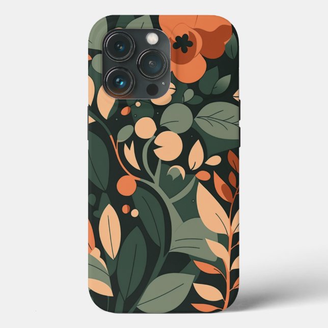 Coques Case-Mate iPhone Motif d'art floral rétro (Verso)