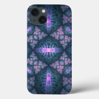 Motif d'art fractal 3D turquoise violet rose