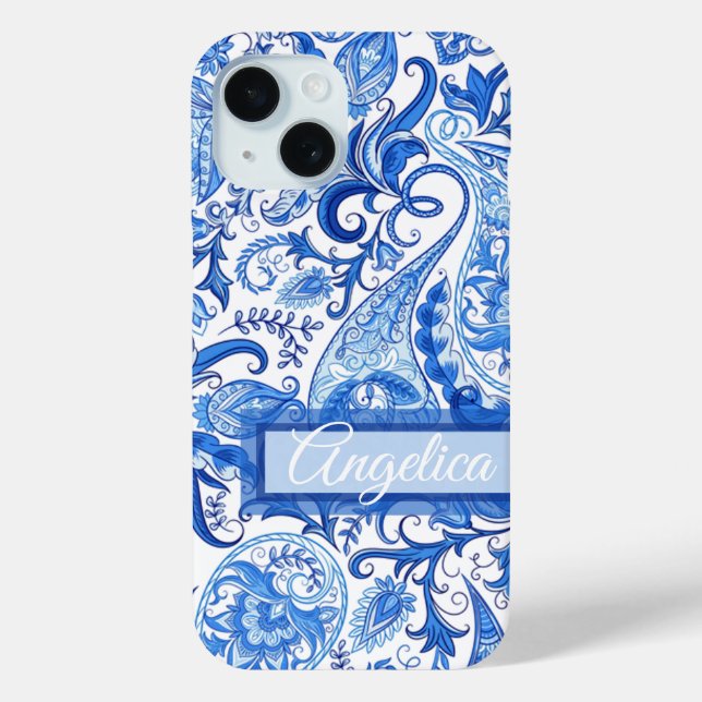 Coques Case-Mate iPhone Motif d'art personnalisé bleu foncé blanc margueri (Verso)