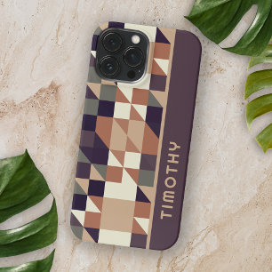 Coque iPhone 15 Pro Max Motif d'art personnalisé de triangles de polygones