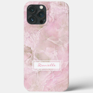 Etui iPhone 13 Pro Max Motif d'art sur mesure Pastel Rose Grey Agate Marb
