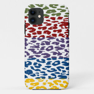 Coque iPhone 11 Motif de bande de peau Empreinte de léopard rétro