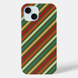 Coque Pour iPhone 15 Motif de bandes diagonales rouge simple rétro