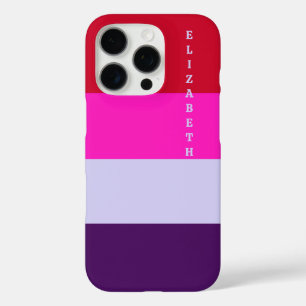 Coques iPhone 16 Pro Motif de bandes rouge, rose et violet