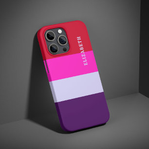 Coques iPhone 16 Pro Motif de bandes rouge, rose et violet
