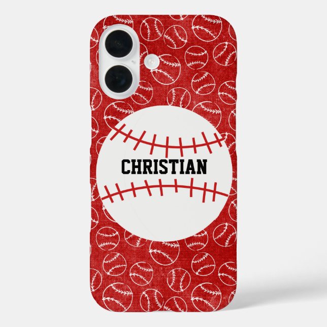 Coques Case-Mate iPhone Motif de baseball rouge personnalisé avec baseball (Verso)