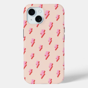 Coque Pour iPhone 15 Motif de boulon de foudre rose