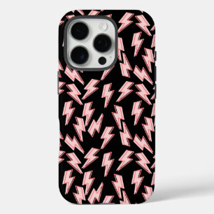 Coques iPhone 16 Pro Motif de boulons de foudre rose