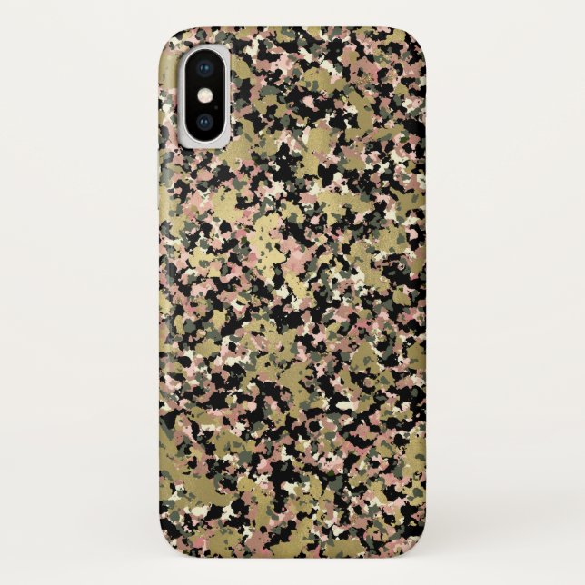 Coques Case-Mate iPhone Motif de camouflage noir rose or (Dos)