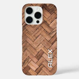 Coques iPhone 16 Pro Motif de canne tressé - Texture de fibre naturelle