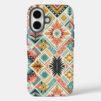 Coque Pour iPhone 16 Motif de carreau ethnique sans couture