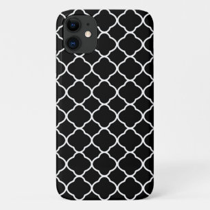 Coque Case-Mate Pour iPhone Motif de carreaux de Quatrefoil noir et blanc cool