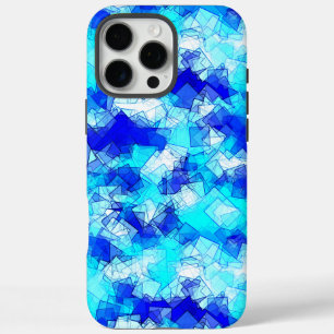 Coques iPhone 16 Pro Max Motif de carrés superposés bleu abstrait givré
