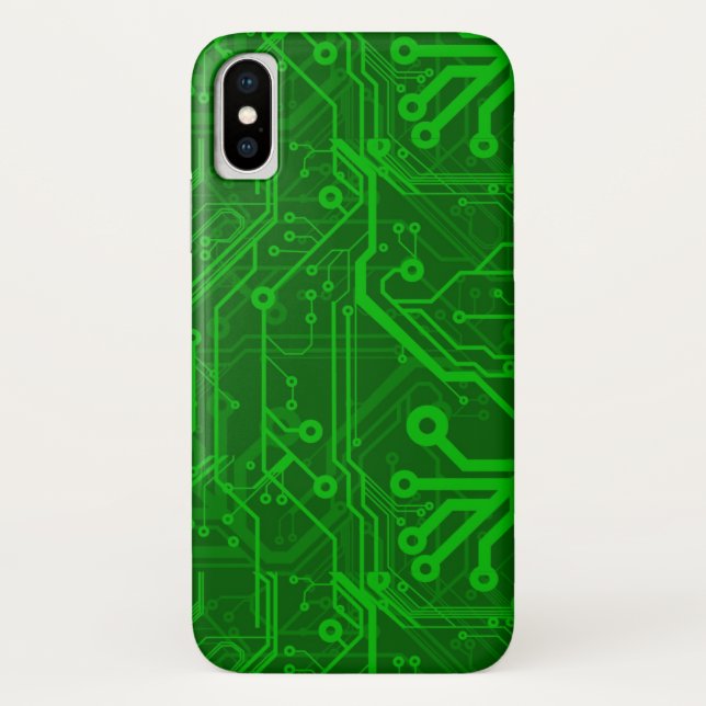 Coques Case-Mate iPhone Motif de carte électronique de vert (Dos)