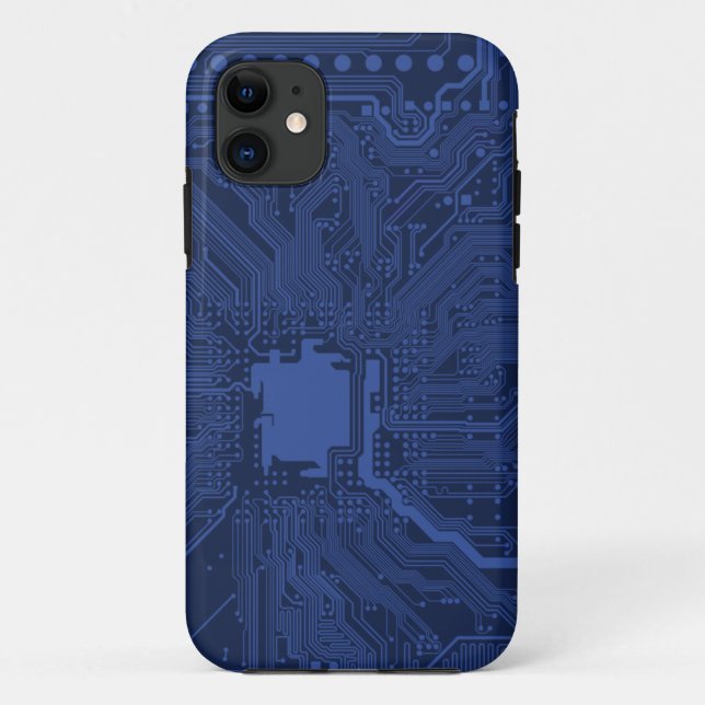 Coques Case-Mate iPhone Motif de carte mère Geek bleu (Dos)