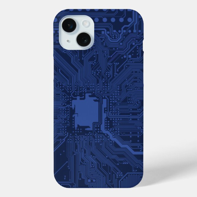 Coques Case-Mate iPhone Motif de carte mère Geek bleu (Verso)