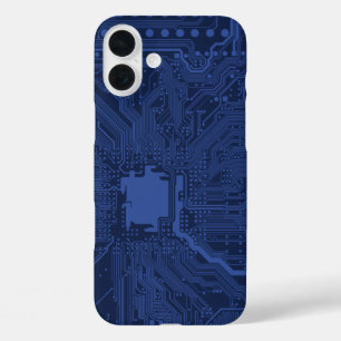 Coques iPhone 16 Plus Motif de carte mère Geek bleu