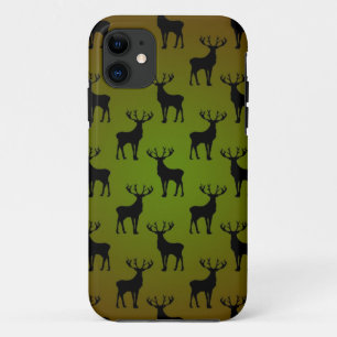 Coques Pour iPhone Motif de cerf mâle sur fond vert marron