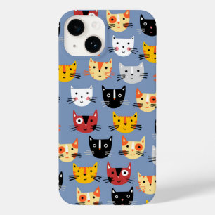 Coque Pour iPhone 14 Motif de chat bleu