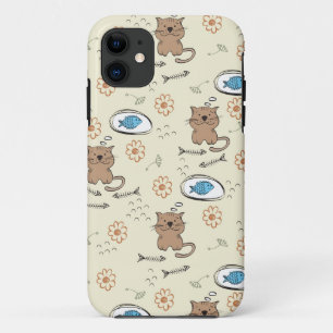 Coque iPhone 11 motif de chat et de poissons