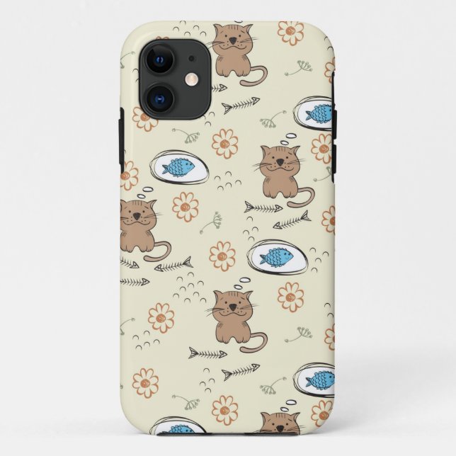 Coques Case-Mate iPhone motif de chat et de poissons (Dos)