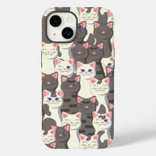Coque Pour iPhone 14 Motif de chats blancs et gris