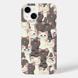 Coque Pour iPhone 14 Motif de chats blancs et gris