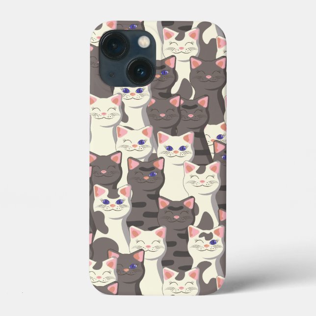 Coques Case-Mate iPhone Motif de chats blancs et gris (Verso)