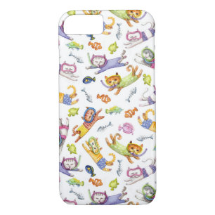 Coque iPhone 7 Motif de chats de plongée à l'air d'aquarelle