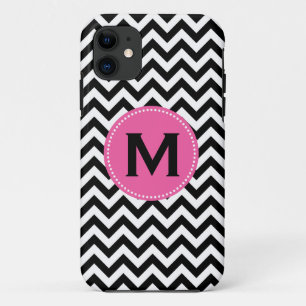 Case-Mate iPhone Case Motif de Chevron du Monogramme noir blanc