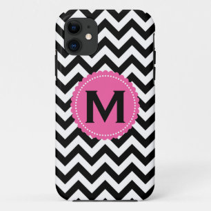 Etui iPhone Case-Mate Motif de Chevron du Monogramme noir blanc