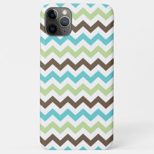 Coques Pour iPhone Motif de chevrons de zigzag d'Aqua et de brun