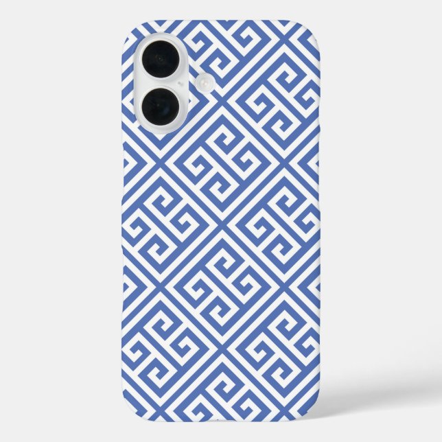 Coques Case-Mate iPhone Motif de clé grecque bleue (Verso)
