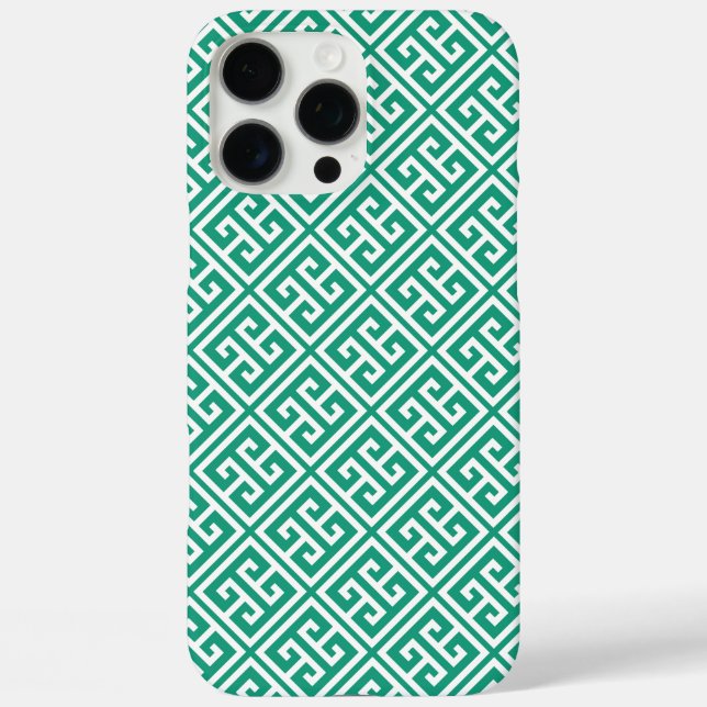Coques Case-Mate iPhone Motif de clé grecque Emerald Green (Verso)