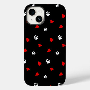 Coque Pour iPhone 14 Motif de coeur des pattes de chien