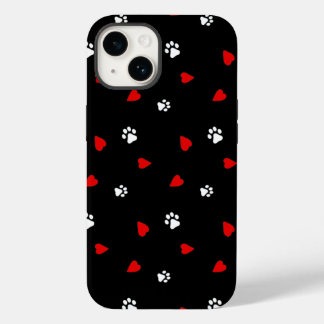 Coque Pour iPhone 14 Motif de coeur des pattes de chien