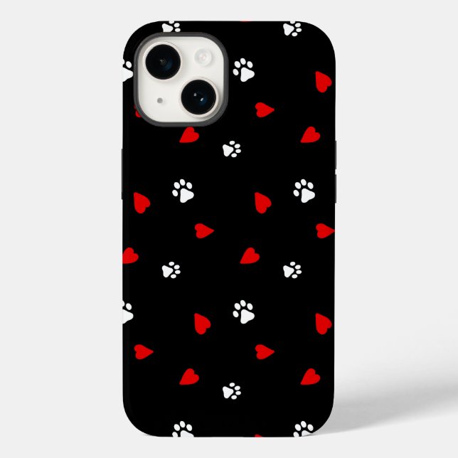 Coques Case-Mate iPhone Motif de coeur des pattes de chien (Verso)