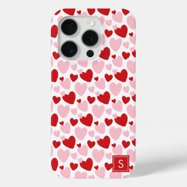 Coques Case-Mate iPhone Motif de coeur mignon rose rouge tacheté Personnal (Verso)